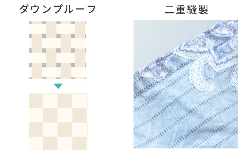 ダウンプルーフ・二重縫製