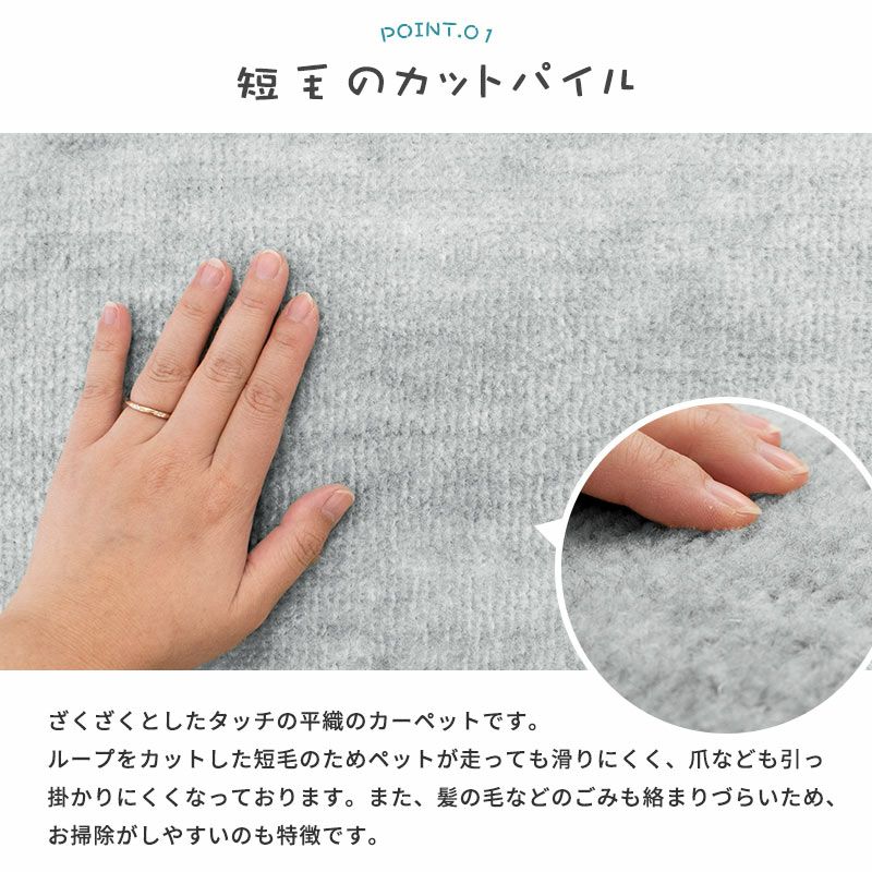 日本製抗菌防臭 ペットの爪がひっかりくい リビングカーペット タマズライフ 江戸間3帖 ベージュ