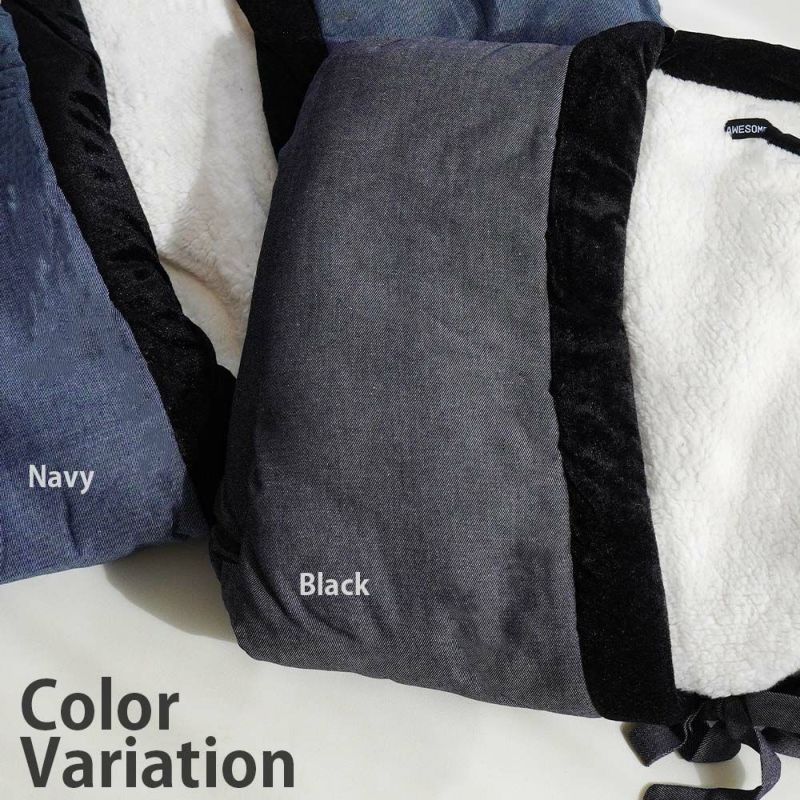 はんてん半纏メンズ暖か裏ボア表ダンガリーデニムMen's紳士フリーM～L大判男女兼用大きいサイズLL半天袢纏袢天ハンテン羽織もの冬暖かいもこもこシンプル贈り物プレゼント贈物GIFTネイビーブラック