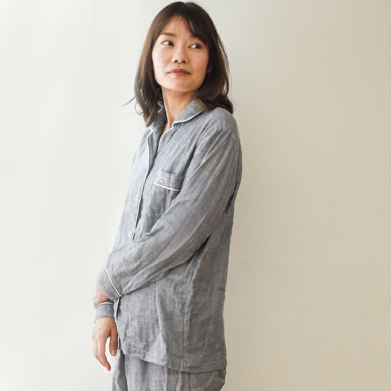 快眠ラボ 雲ごこち 3重ガーゼ パジャマ レディース M L LL | ね