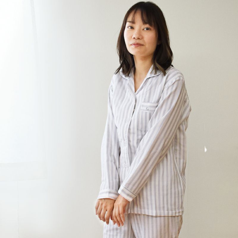 快眠ラボ 雲ごこち 3重ガーゼ パジャマ レディース M L LL | ね