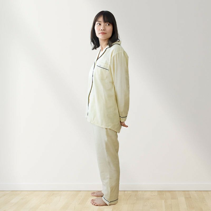 快眠ラボ シルク入り 2重ガーゼ パジャマ レディース M/L/LL