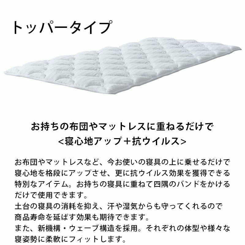 ポイント5倍 VIROBLOCK マニフレックス マットレストッパー 抗菌・抗