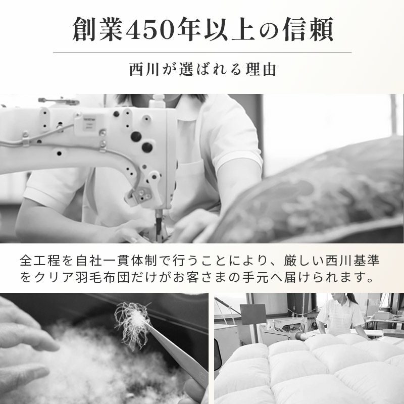 西川 安眠工房 Cocoro nature グースダウン93% 羽毛布団 シングル 