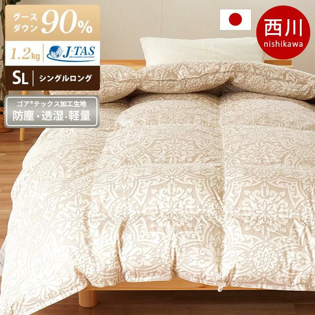 西川 ゴアテックス GORE(R) グースダウン90% 羽毛布団 シングルロング 
