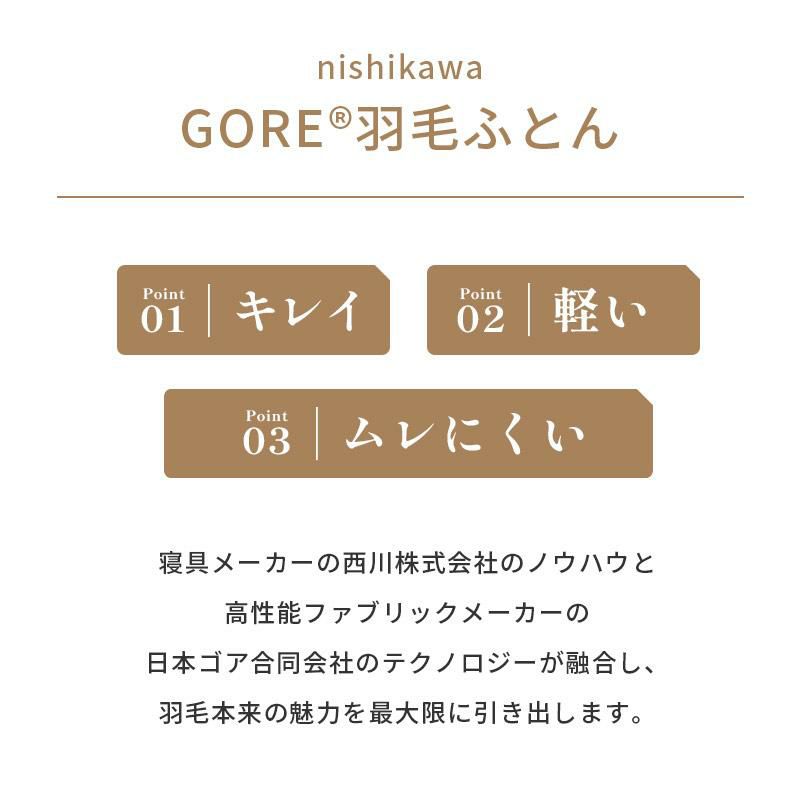 西川 ゴアテックス GORE(R) グースダウン90% 羽毛布団 シングル