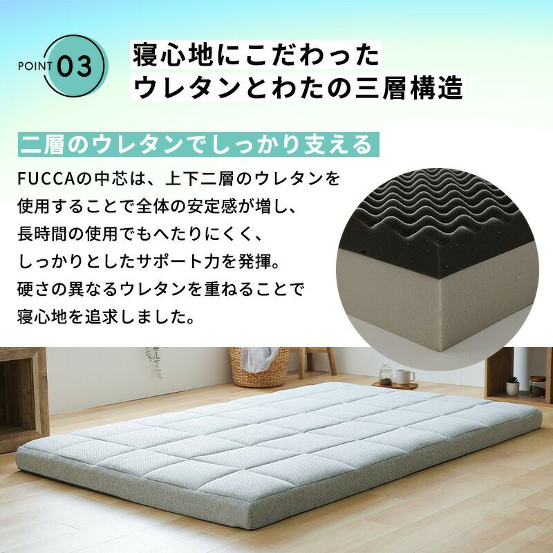 fucca マットレス シングル 97×195×厚み18cm 高反発ウレタン