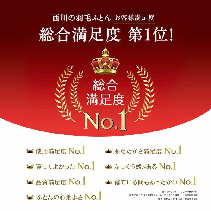 新品未開封品　西川 グースダウン93% ダウンパワー410 シングルサイズ 西川 NISHIKAWA DOWN 手選別 ドイツ産 マザーグースダウン95